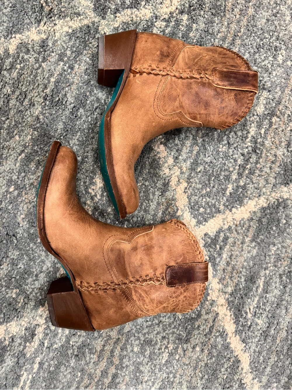 Women's Lane plain Jane Brown Leather Ankle Booties with Braided Detail - Picture 6 of 11